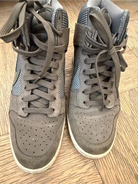 Nike High-Top Suede Sneakers in Taupe